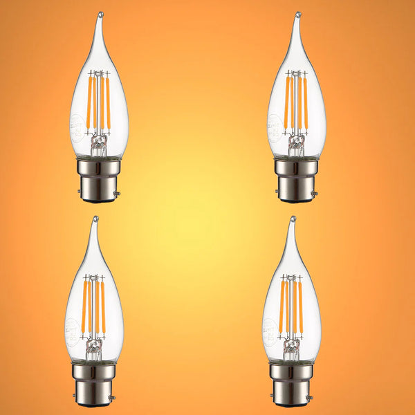 LED Dimmable Filament C35 Candle Bulb B22 Bayonet Cap 4W Warm White 2700K