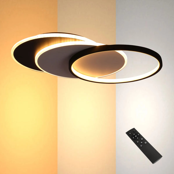 Dimmable CCT Tunable Overlapping Tray LED Ceiling Light with Remote for Bedrooms & Living Rooms