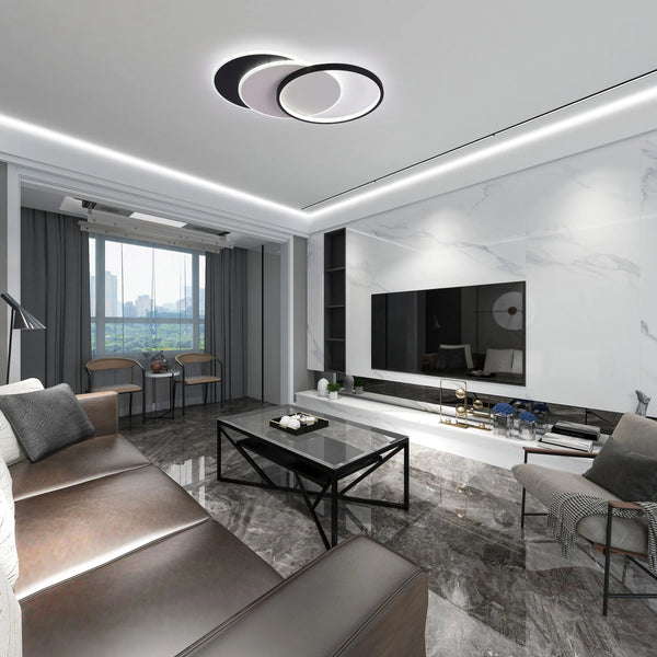 Dimmable CCT Tunable Overlapping Tray LED Ceiling Light with Remote for Bedrooms & Living Rooms