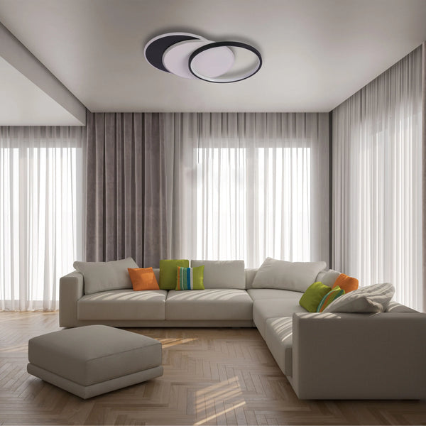Dimmable CCT Tunable Overlapping Tray LED Ceiling Light with Remote for Bedrooms & Living Rooms