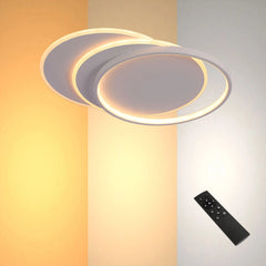 Dimmable CCT Tunable Overlapping Tray LED Ceiling Light with Remote for Bedrooms & Living Rooms