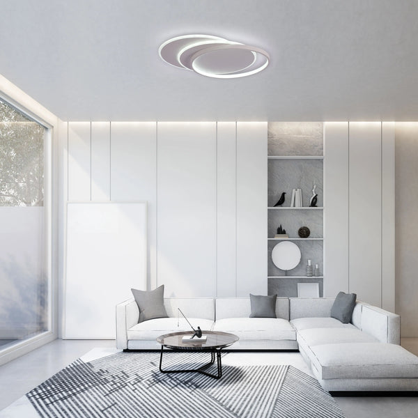 Dimmable CCT Tunable Overlapping Tray LED Ceiling Light with Remote for Bedrooms & Living Rooms