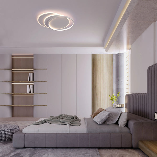 Dimmable CCT Tunable Overlapping Tray LED Ceiling Light with Remote for Bedrooms & Living Rooms