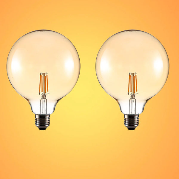 LED Dimmable Filament Globe Bulb E27 Edison Screw 6.5W Pack of 2 Warm White 2400K