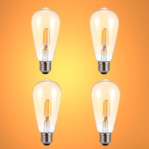 TEKLED
LED Dimmable Filament ST64 Edison Bulb E27 Edison Screw 6.5W - 2400K Warm White / Pack of 2 or 4.