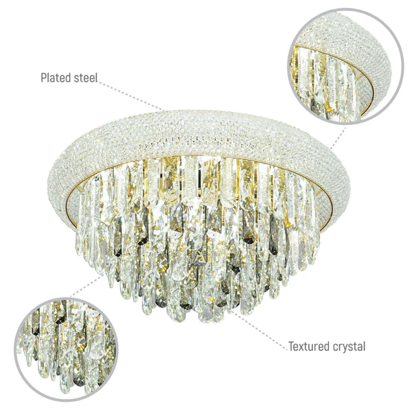 Alexandra Flush Crystal Chandelier Ceiling Light