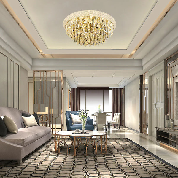 Alexandra Flush Crystal Chandelier Ceiling Light