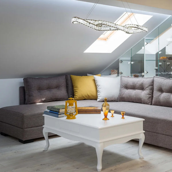 DNA-Inspired Crystal Chandelier LED Pendant Light 36W 3CCT with Copper Finish