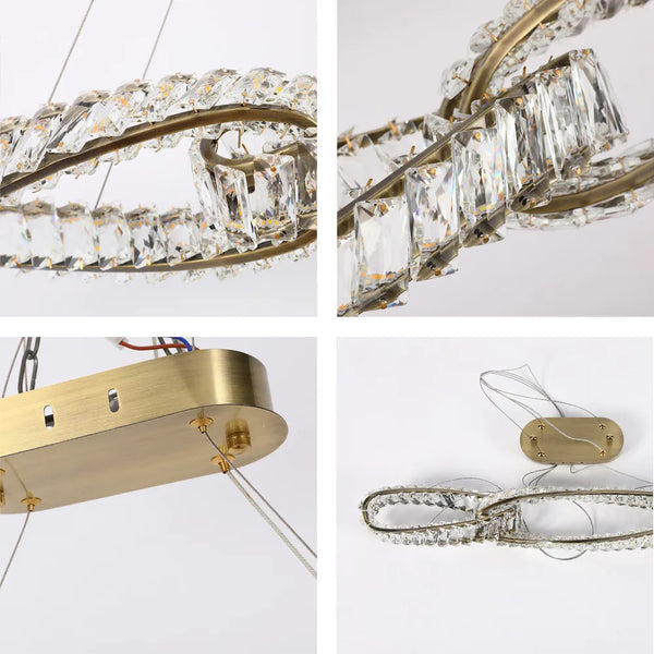 DNA-Inspired Crystal Chandelier LED Pendant Light 36W 3CCT with Copper Finish