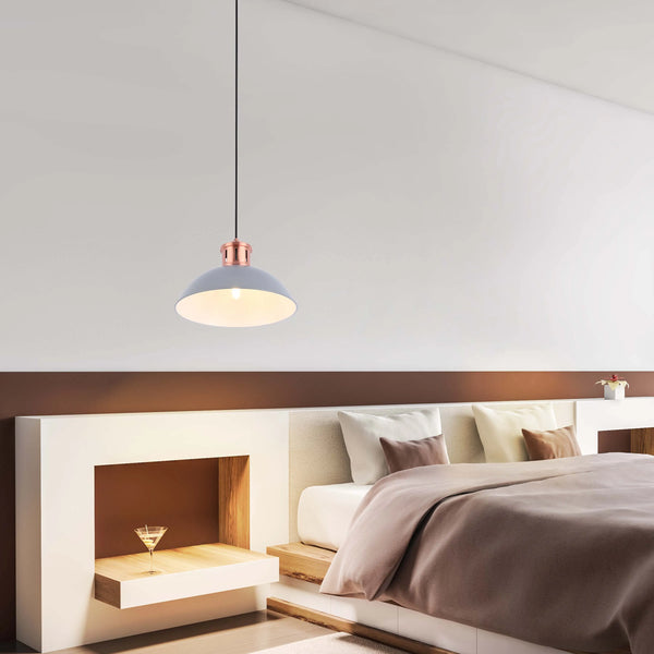Dome Pendant Light with Copper Fitting - E27, Dimmable, 370mm Diameter