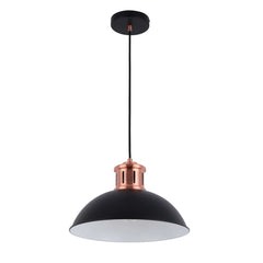 Dome Pendant Light with Copper Fitting - E27, Dimmable, 370mm Diameter