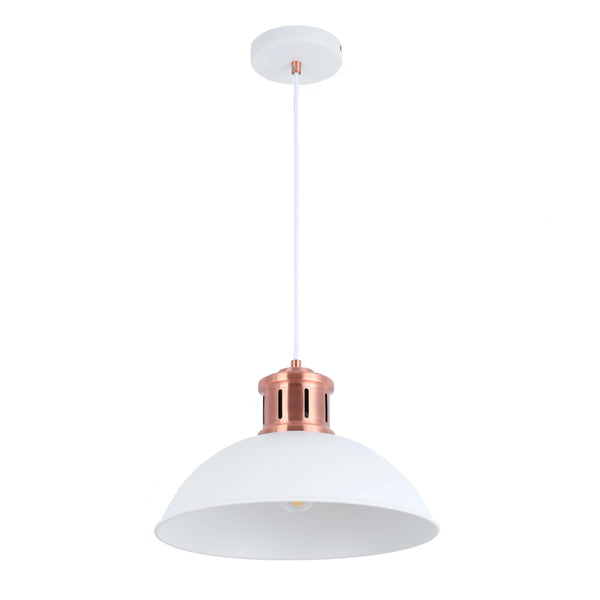 Dome Pendant Light with Copper Fitting - E27, Dimmable, 370mm Diameter