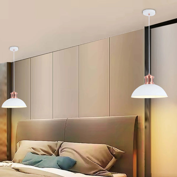 Dome Pendant Light with Copper Fitting - E27, Dimmable, 370mm Diameter