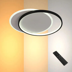 Dual-Ring LED Ceiling Light, CCT Tunable Dimmable with Remote, Flush Mount