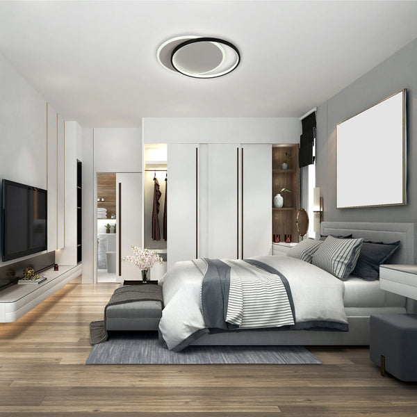 Dual-Ring LED Ceiling Light, CCT Tunable Dimmable with Remote, Flush Mount