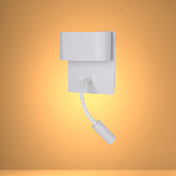 Dual-Source LED Wall Sconce with Adjustable Gooseneck Reading Bedside Lamp