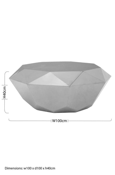 Allure Silver Finish Coffee Table with Diamond Cut Design