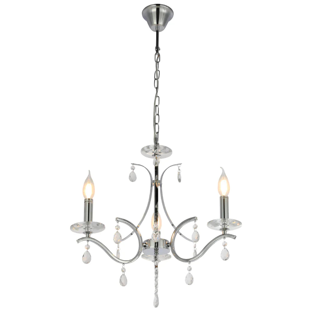 Elegant Chrome Chandelier Ceiling Light with Crystal Beads