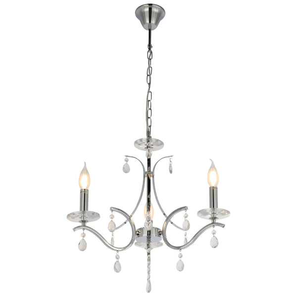 Elegant Chrome Chandelier Ceiling Light with Crystal Beads
