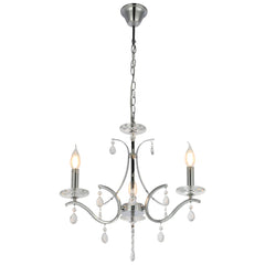 Elegant Chrome Chandelier Ceiling Light with Crystal Beads