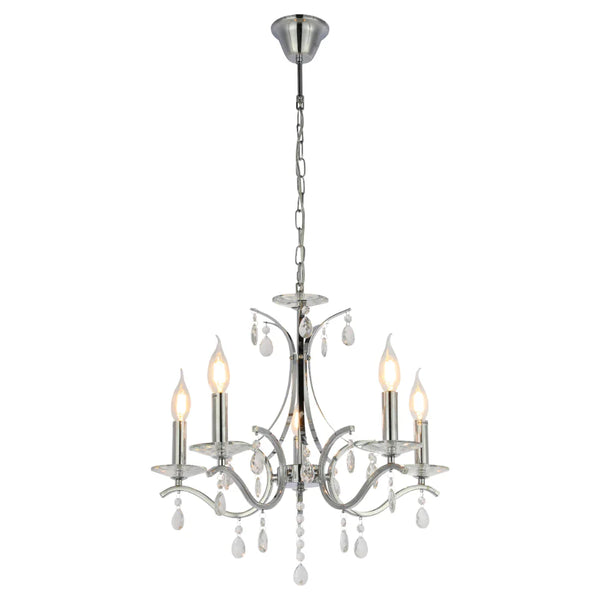 Elegant Chrome Chandelier Ceiling Light with Crystal Beads