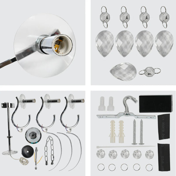 Elegant Chrome Chandelier Ceiling Light with Crystal Beads