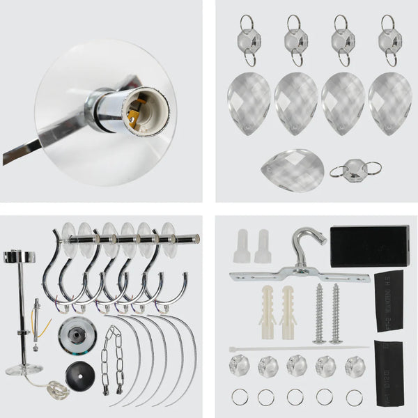 Elegant Chrome Chandelier Ceiling Light with Crystal Beads