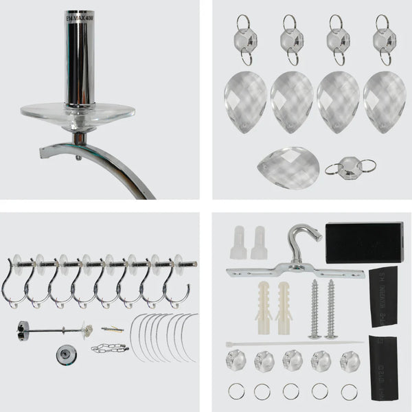Elegant Chrome Chandelier Ceiling Light with Crystal Beads