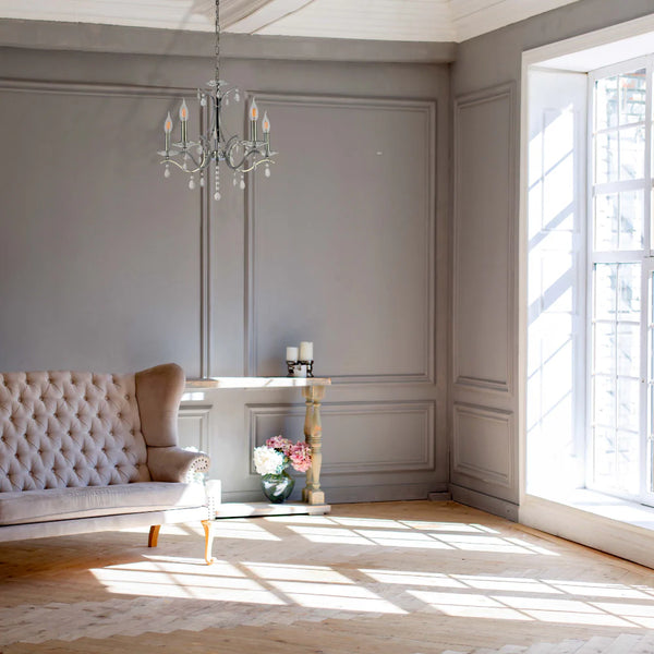 Elegant Chrome Chandelier Ceiling Light with Crystal Beads