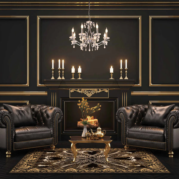 Elegant Chrome Chandelier Ceiling Light with Crystal Beads
