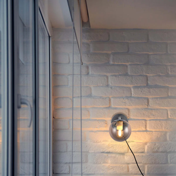 Elegant Globe Wall Light with Plug-In and Rocker Switch - Chrome Finish