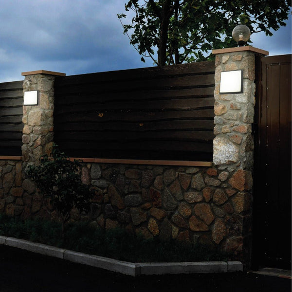 LED Diecast Aluminium Modern Square Wall Lamp 20W Cool White 4000K IP54 Anthracite Grey 250mm