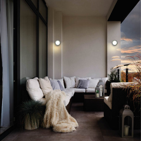 LED Diecast Aluminium Round Hood Wall Lamp 12W IP54 Grey