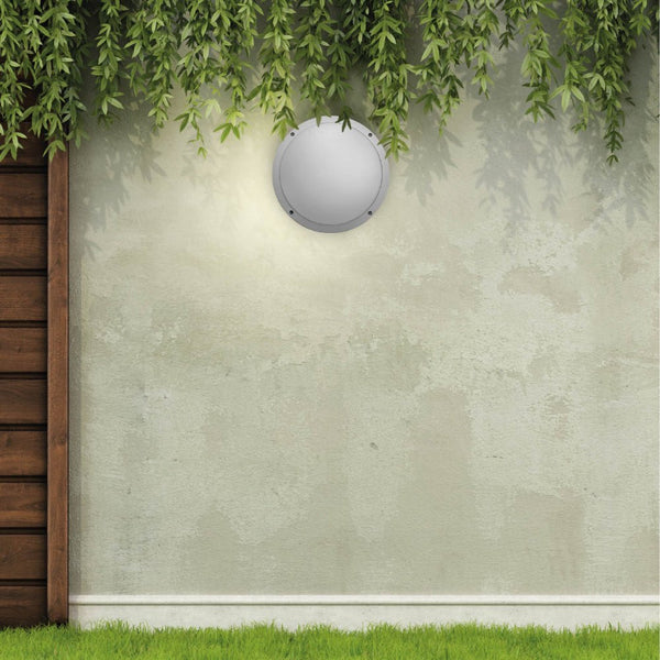 Fool Moon Eyelid LED Diecast Aluminium Round Wall Lamp 20W Cool White 4000K IP54 Grey 275mm