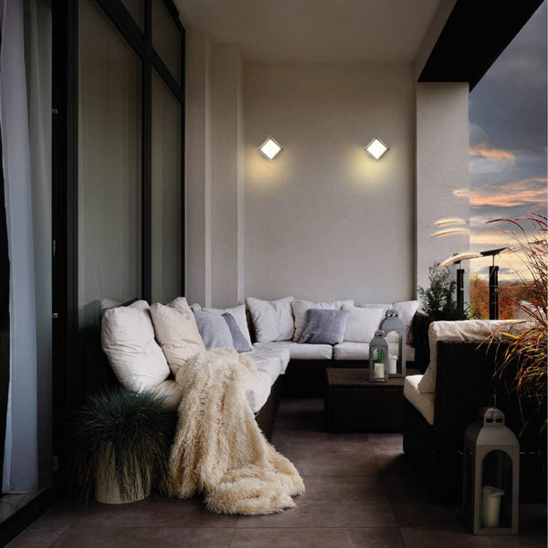 LED Diecast Aluminium Square Hood Wall Lamp 12W IP54 Grey