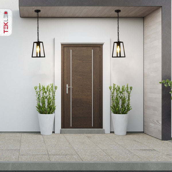 Trapezoidal Pendant Ceiling Light Lamp Matt Black Clear Glass E27