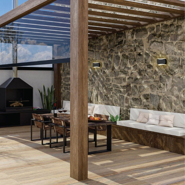 Black Quatro Arc Up Down Outdoor Modern LED Wall Light