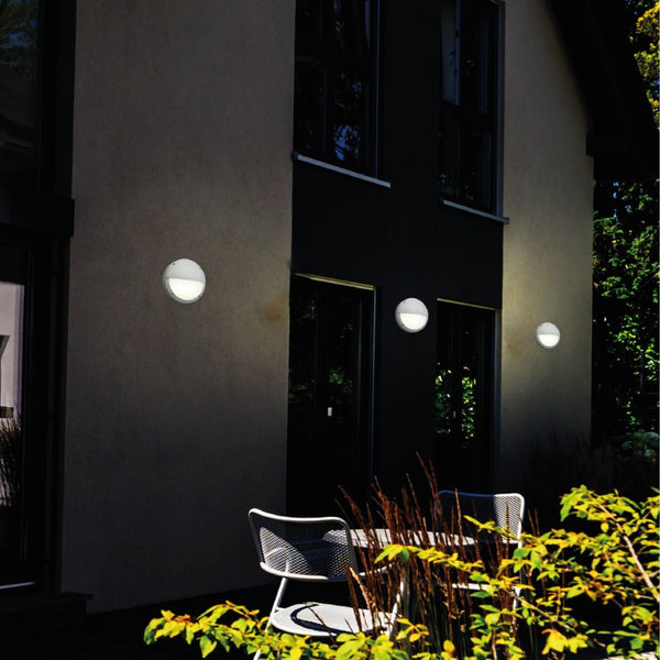 Fool Moon Eyelid LED Diecast Aluminium Round Wall Lamp 20W Cool White 4000K IP54 Grey 275mm