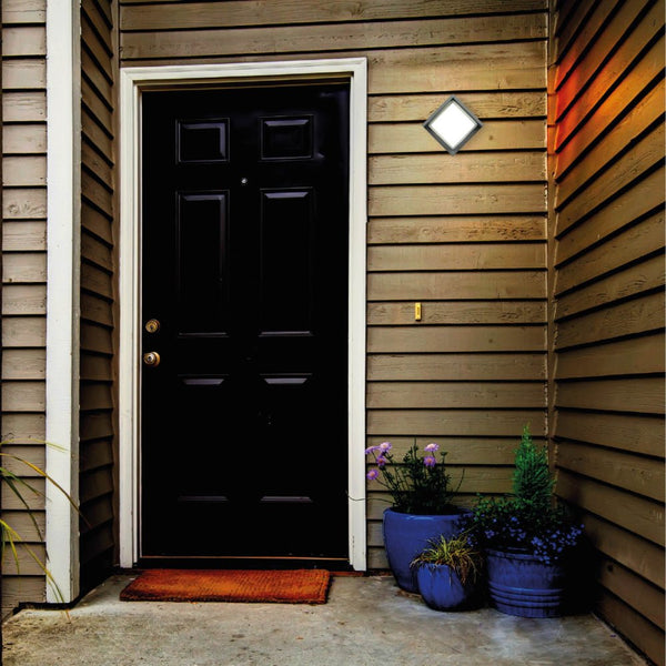 LED Diecast Aluminium Square Hood Wall Lamp 12W IP54 Grey