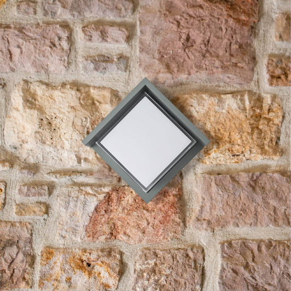 LED Diecast Aluminium Square Hood Wall Lamp 12W IP54 Grey