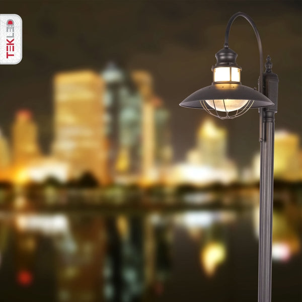 Cottage Style Sunflower Post Top Lamp Matt Black Clear Glass E27 2.45M