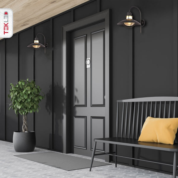Sunflower Cottage Style Outdoor Wall Lamp Matt Black Clear Glass E27