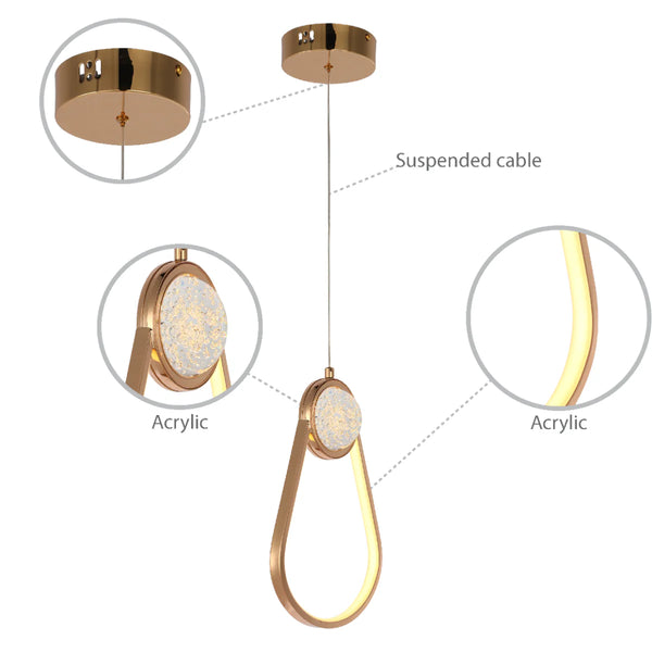 Farrah Moon Pearl LED Pendant Light Gold