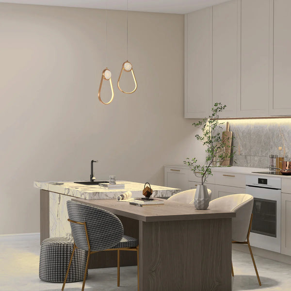 Farrah Moon Pearl LED Pendant Light Gold