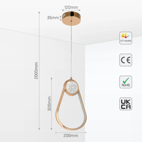 Farrah Moon Pearl LED Pendant Light Gold