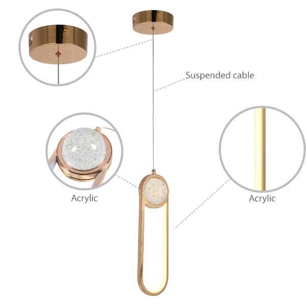 Farrah Moon Pearl LED Pendant Light Gold