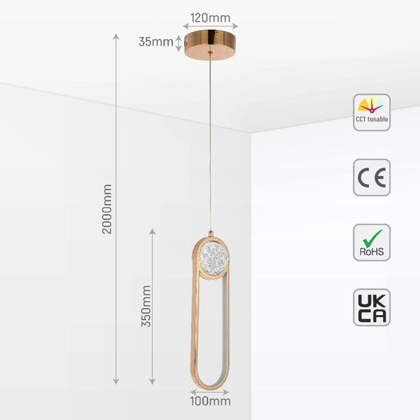 Farrah Moon Pearl LED Pendant Light Gold