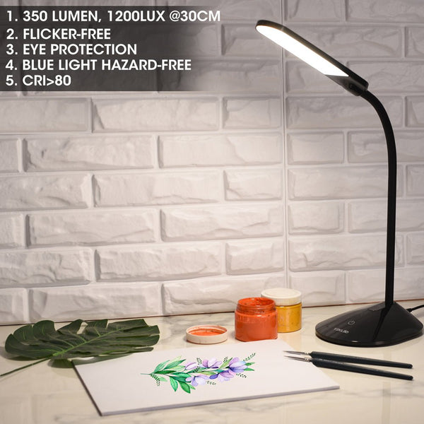 Erdy Goose Neck Black LED Desk Lamp