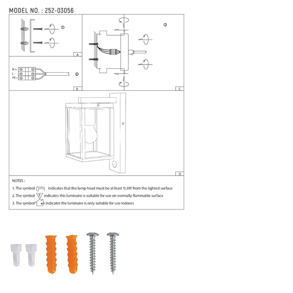 Ferda Outdoor Lantern Wall Light E27 Dark Grey