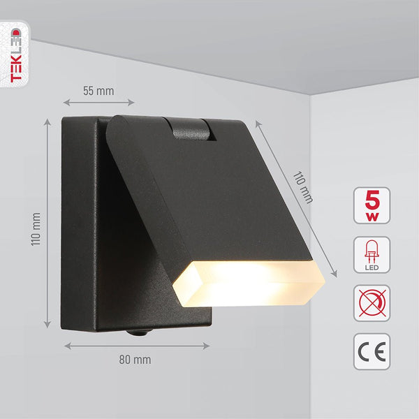 Modern Adjustable LED Bedside Wall Light with Rocker Switch
